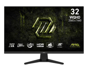 MSI MONITOR GAMING MAG 325QF E18V, FLAT RAPID VA WQHD, 32, 16:9, 300CD/M2, 3500:1, 0.5MS, 180Hz, 2560x1440, 2xHDMI/ 1xDP/ HP OUT, TILT, BLACK, 3YW.